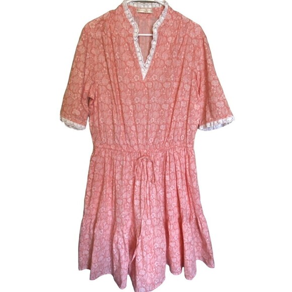 WAYWARD FANCIES ESHAKTI Dress Size XL Floral Pink Lace Prairie Elastic Tie Waist - Picture 1 of 10